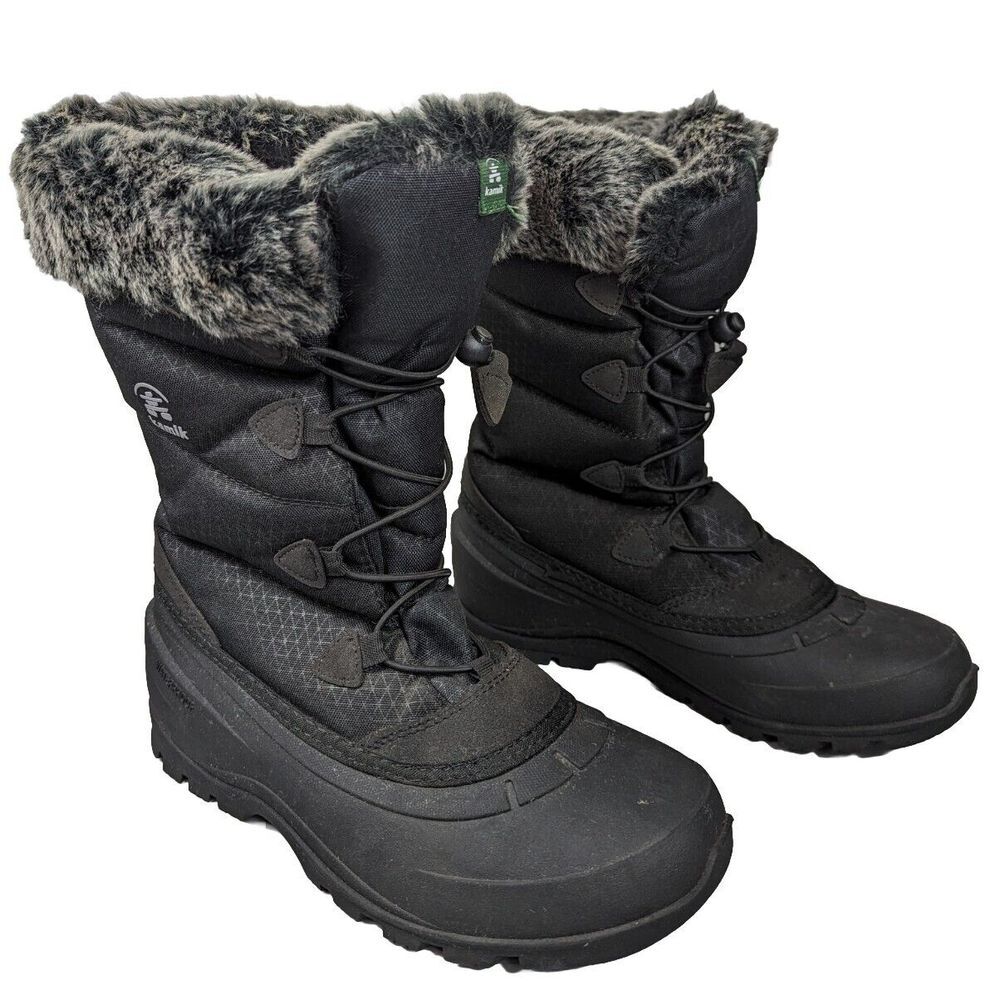 Kamik Black Winter & Rain Boots with Faux Fur Cuff